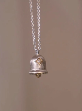 浪漫传说银色拉丝铃铛吊坠项链女