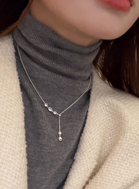 甄媛银饰韩系韩版扁豆抽拉项链