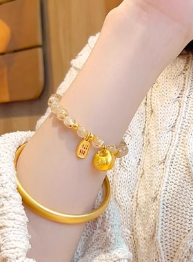 甄媛银饰金发晶小胖福手链