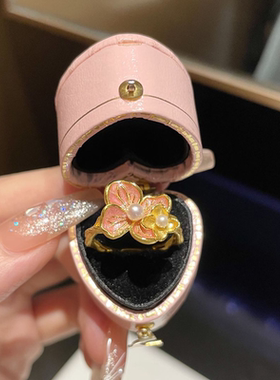 甄媛银饰珐琅芭比公主舞蝶粉戒指