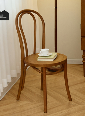 复古实木餐椅现代简约家用书桌椅日式靠背椅子网红thonet索耐特椅