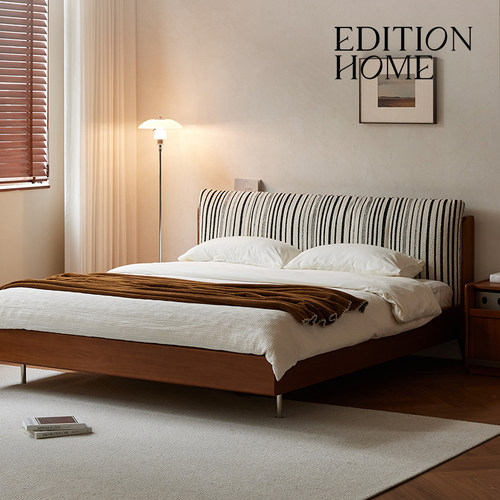 密斯复古高端主卧室床布艺床1米8双人法式床2026新款实木软包中古