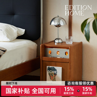 胶片床头柜复古风实木床头柜简约小户型设计师家具卧室主卧床边柜