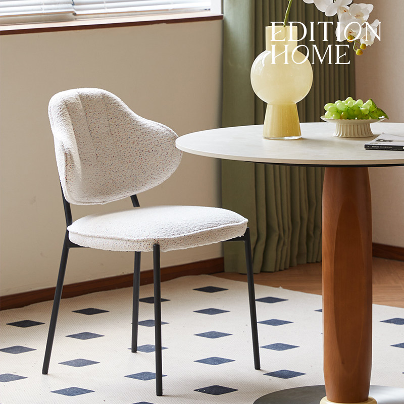 云依餐椅法式奶油风家用餐厅餐桌椅客厅高级感单人软包靠背椅子