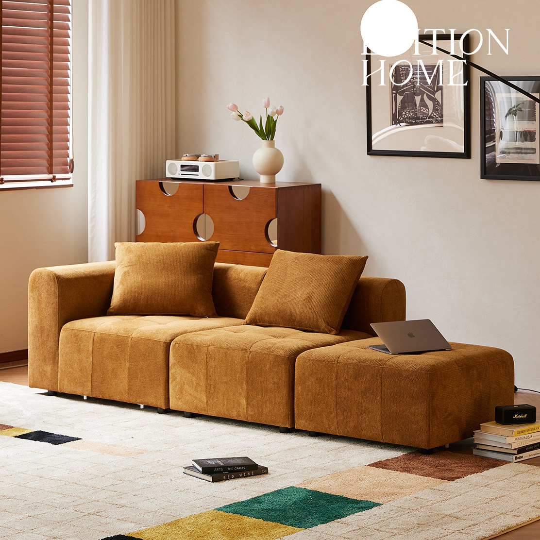 松露复古法式中古包豪斯风布艺客厅三人组合沙发原创设计师家具