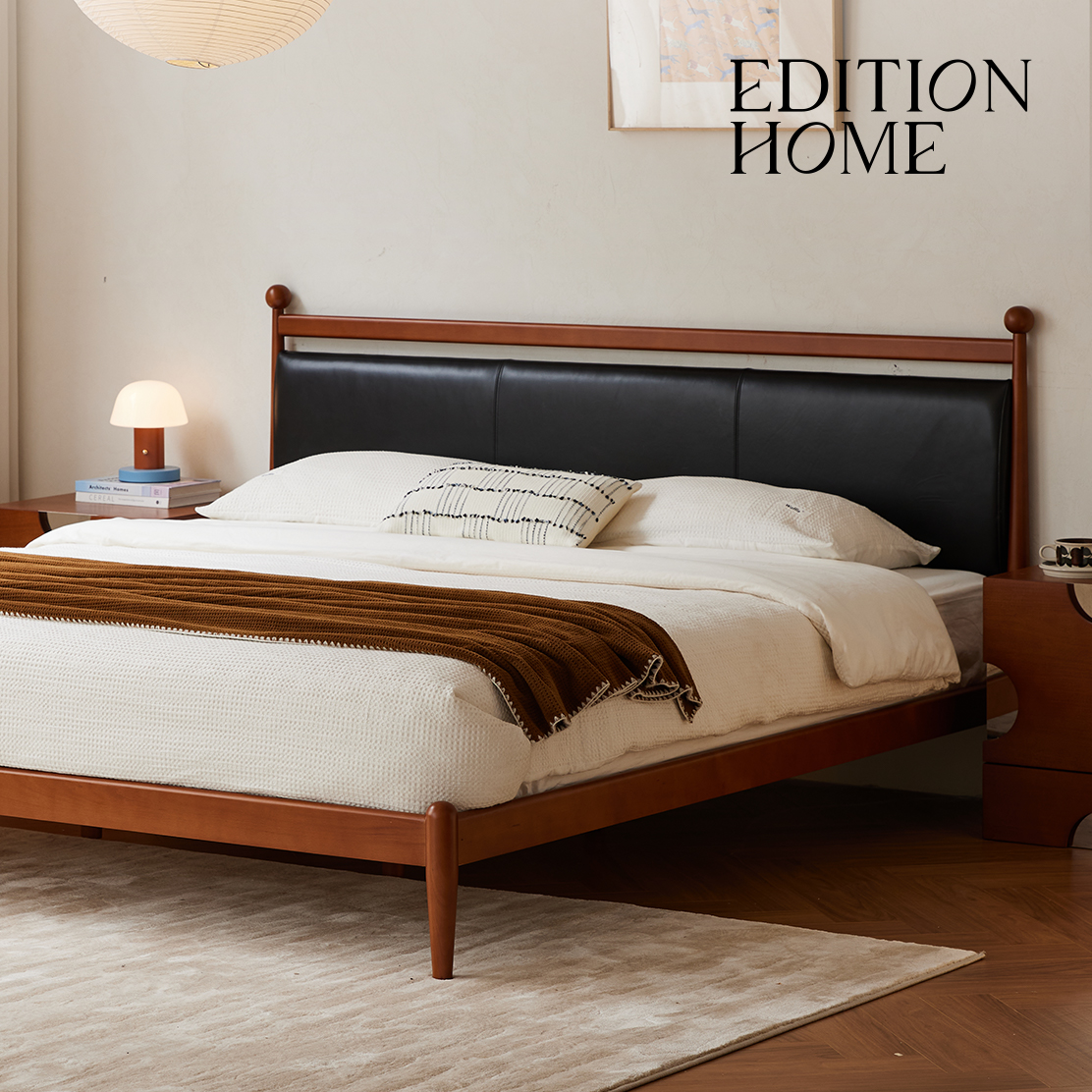 松木床中古高端主卧真皮床1米8双人法式复古2025新款实木布艺靠包