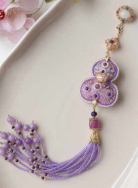 紫气东来甄源色原创设计福禄双面紫色葫芦小挂件旗袍压襟配饰中式