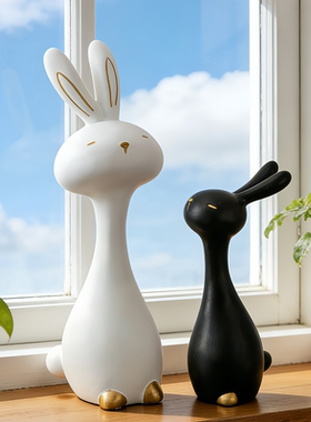 情侣摆件高档客厅电视柜桌面兔子装饰品艺术家居轻奢高级感小众