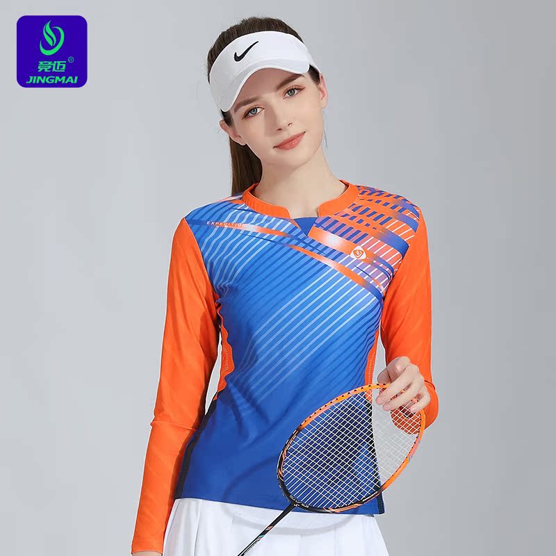 2026竞迈秋季新款羽毛球服女套装长袖团体运动服网球服速干透气款