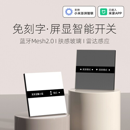 屏显米家语音肤感玻璃智能开关
