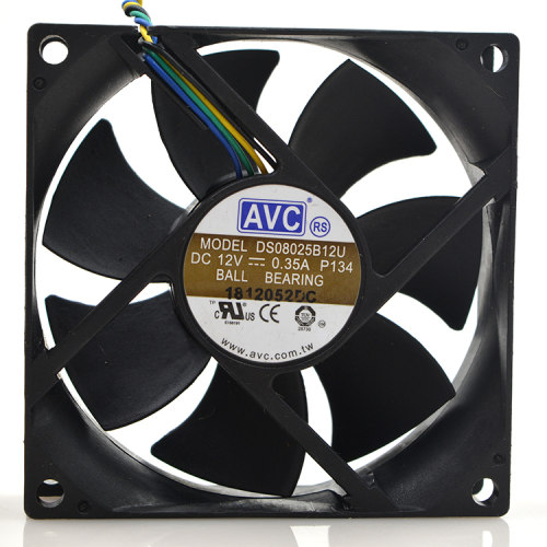 AVC 8025 12V 0.35A 8CM DS08025B12U 4线 PWM智能温控CPU风扇