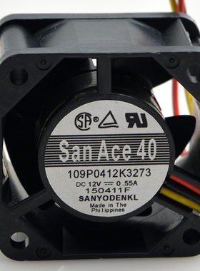 Sanyo三洋4028 12V 4CM 0.55A 109P0412K3273 滚珠大风量散热风扇