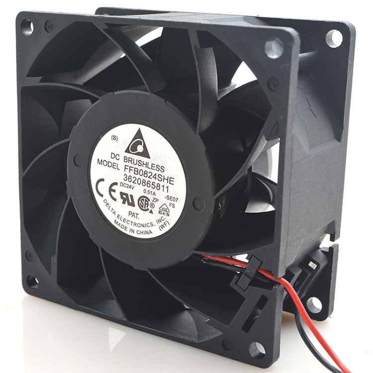 台达 FBB0824SHE 24V 0.51A 8038 8CM 大风量双滚珠变频器风扇