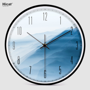 挂钟中国风静音家用钟表客厅卧室石英钟表 HICAT创意个性 新中式
