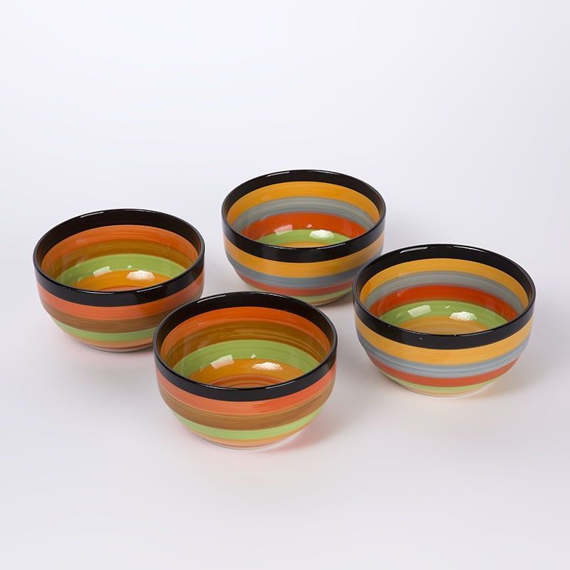 新品韩式多条纹单个彩虹碗陶瓷米饭泡面汤餐微波炉新品家用饭碗包