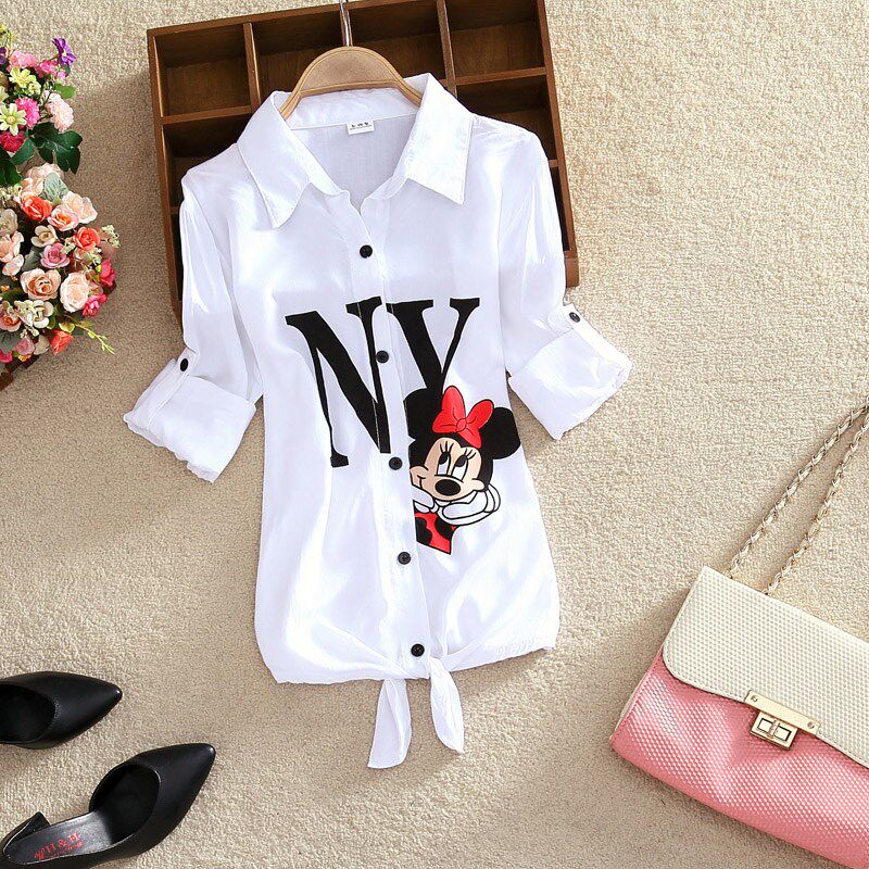 shirt leisure time student Women's wear 2019 Spring and summer new pattern Length Cartoon printing Frenum shirt jacketin the Women's clothing/Boutique , Shirt  category - from Buy2taobao.com to provide professional Taobao agent buy service