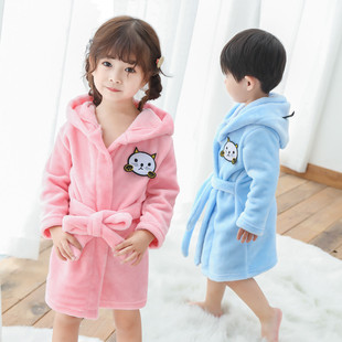 洗澡斗篷儿童法兰绒睡衣浴袍男童女童宝宝晨袍珊瑚绒睡袍吸水浴衣