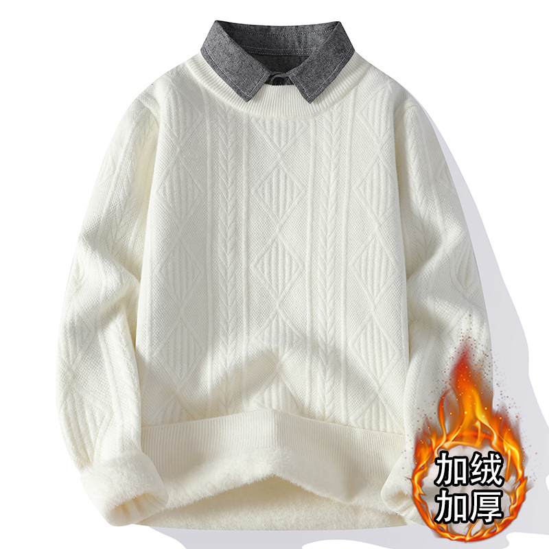 高级感毛衣男秋冬季加绒厚