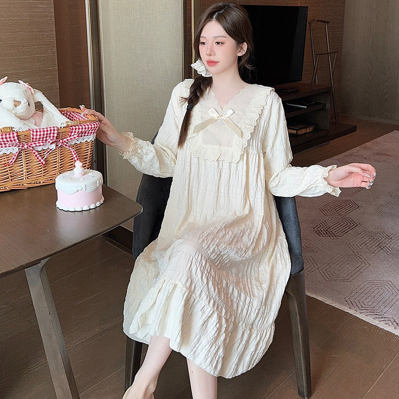 睡裙女生春秋季甜美新款宽松长袖公主风睡衣可爱连衣裙休闲家居服