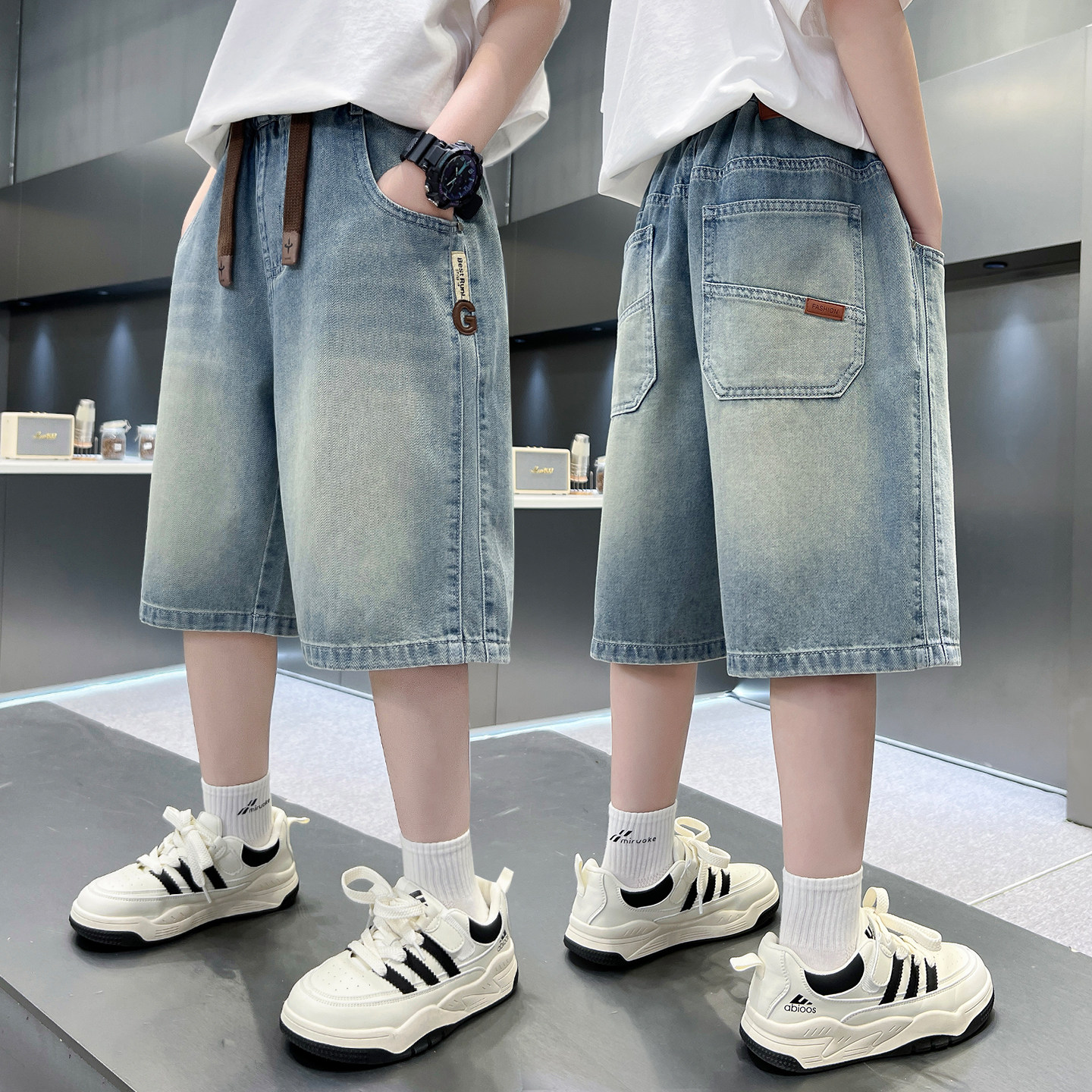 男童夏季牛仔裤童装短裤夏新款儿童中大童薄款休闲男孩中裤七分裤