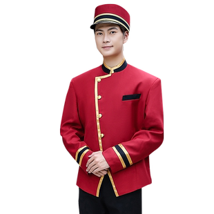 门童服秋冬装 酒店商场迎宾服装 接待行李生工作服长袖乐队服男