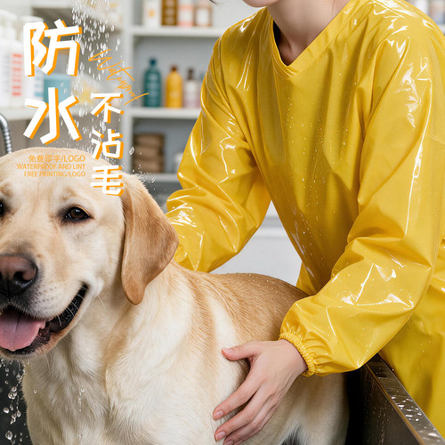 PU防水不沾毛围裙定制美容师
