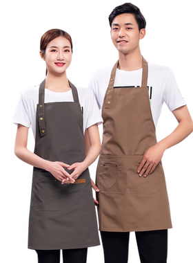 帆布围裙定制印字logo奶茶韩版