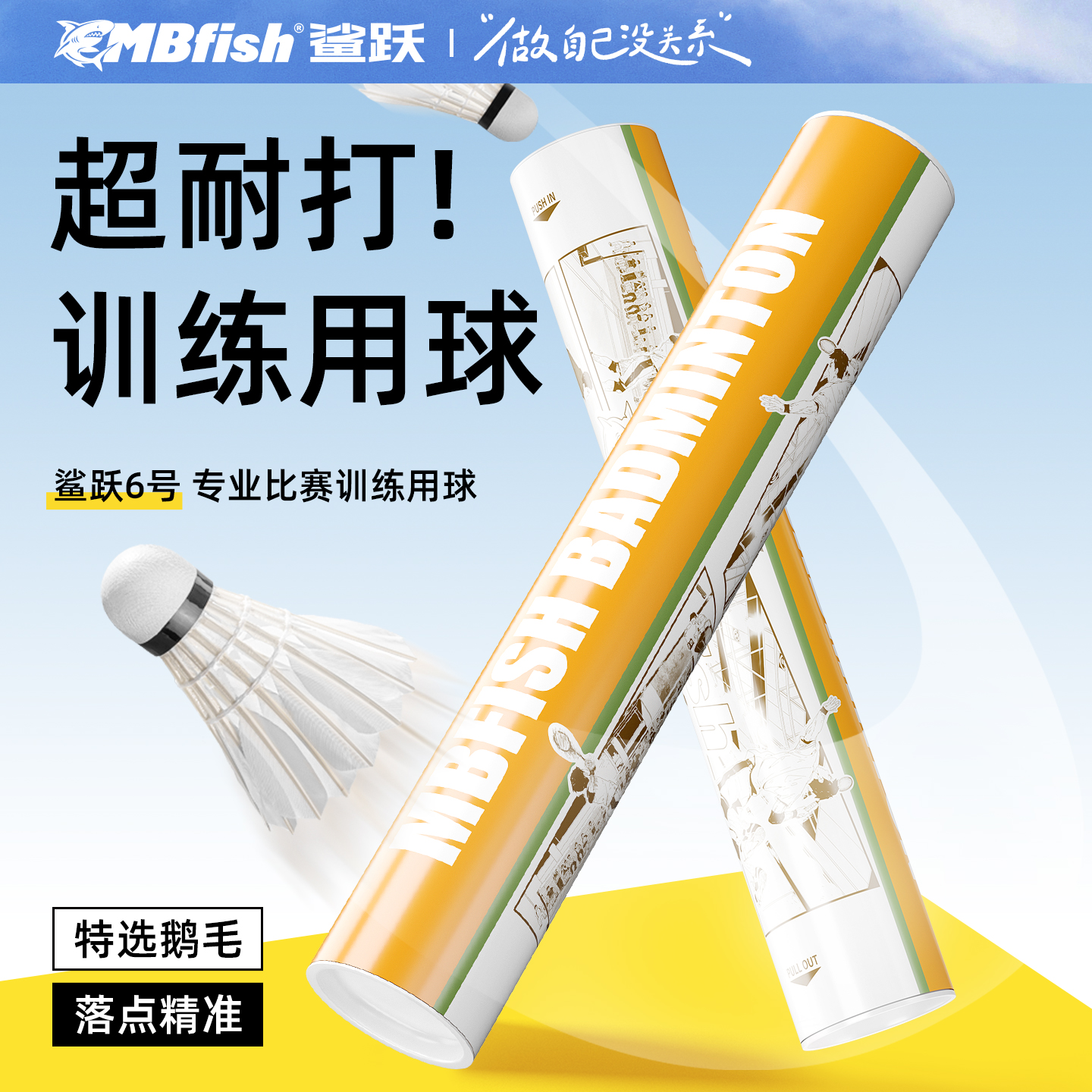 鲨跃6号羽毛球专业训练比赛室内外耐打鹅毛球飞行稳定防风12只装