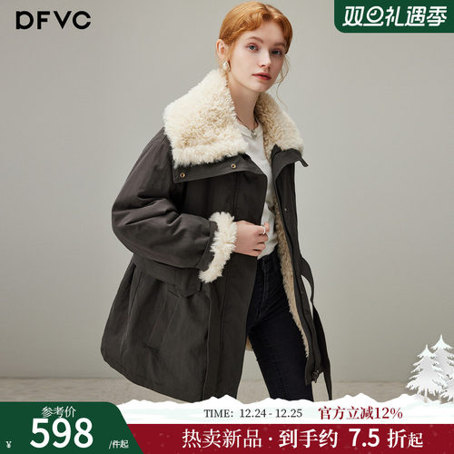 dfvc休闲工装仿羊羔毛派克服中长