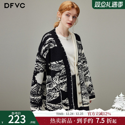 dfvc慵懒风中长款针织开衫