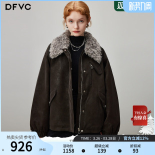 毛领加厚保暖白鸭绒外套 新款 dfvc复古短款 皮衣羽绒服女2025年冬季