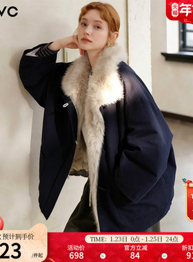 dfvc仿皮草毛领短款派克服女2025年冬季新款加厚保暖宽松夹克外套