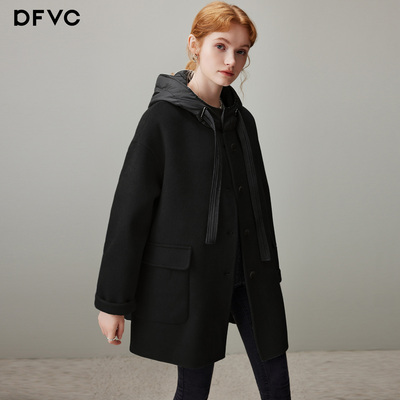dfvc韩版中长款绵羊毛呢外套