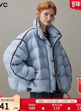 dfvc韩版短款云朵泡芙羽绒服女2025年冬季新款宽松白鸭绒保暖外套