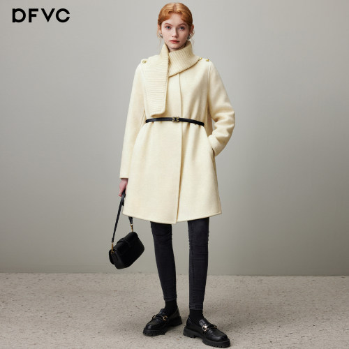 dfvc韩系中长羊毛呢外套斗篷大衣