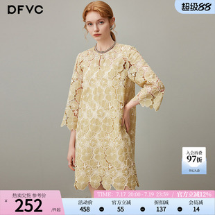 dfvc法式温柔蕾丝镂空花朵连衣裙女2026年夏季新款小个子宽松裙子