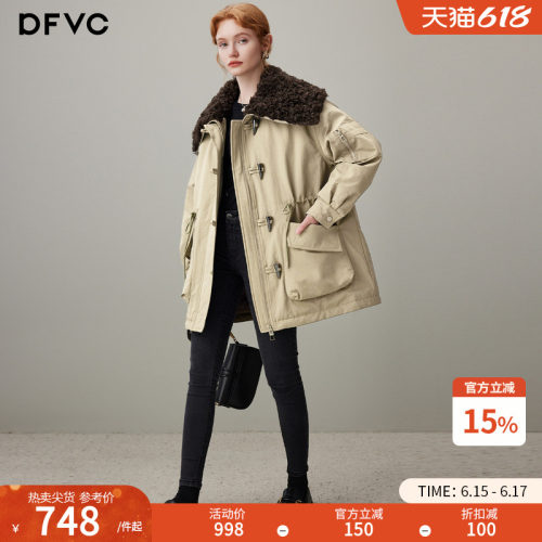 dfvc大翻领中长款羽绒服派克服