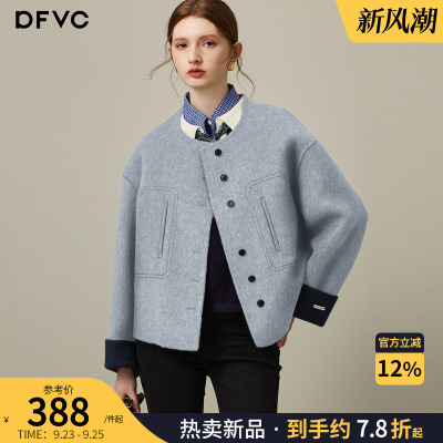 dfvc气质绵羊毛短款毛呢外套