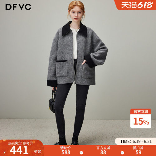 dfvc韩版羊毛短款毛呢外套