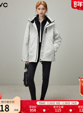 dfvc三合一户外防风运动冲锋衣女2025冬季新款可卸内胆保暖两件套