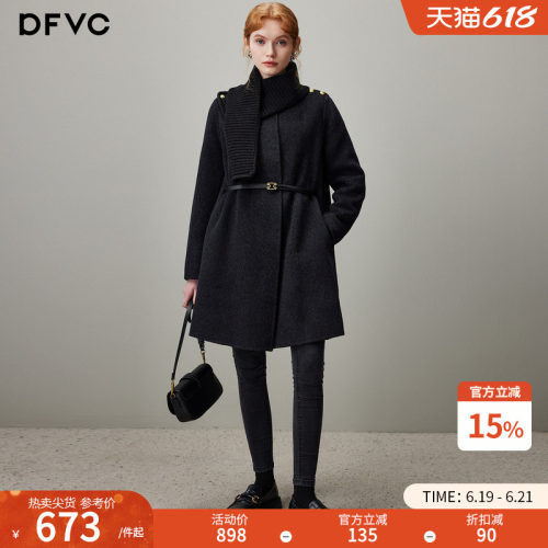 dfvc韩系中长羊毛呢外套斗篷大衣