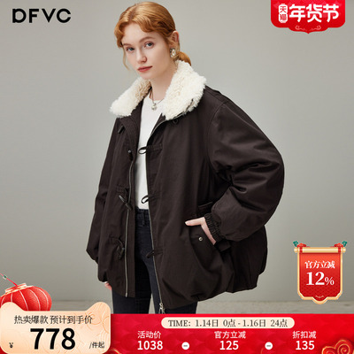 dfvc复古毛领短款羽绒服加厚保暖