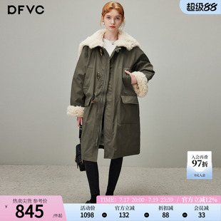 dfvc中长款白鸭绒羽绒服女2025冬季新款大毛领工装派克服保暖外套
