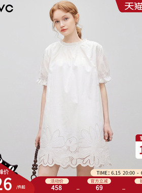 dfvc法式度假风镂空花边衬衫裙女2026夏季新款小个子连衣裙娃娃裙