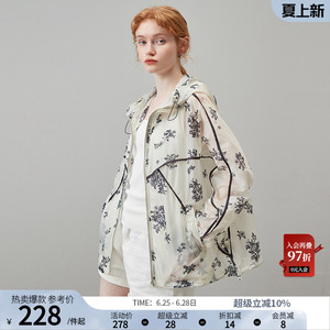 dfvc薄款透气户外连帽防晒衣女2026新款宽松印花时尚防晒服外套夏
