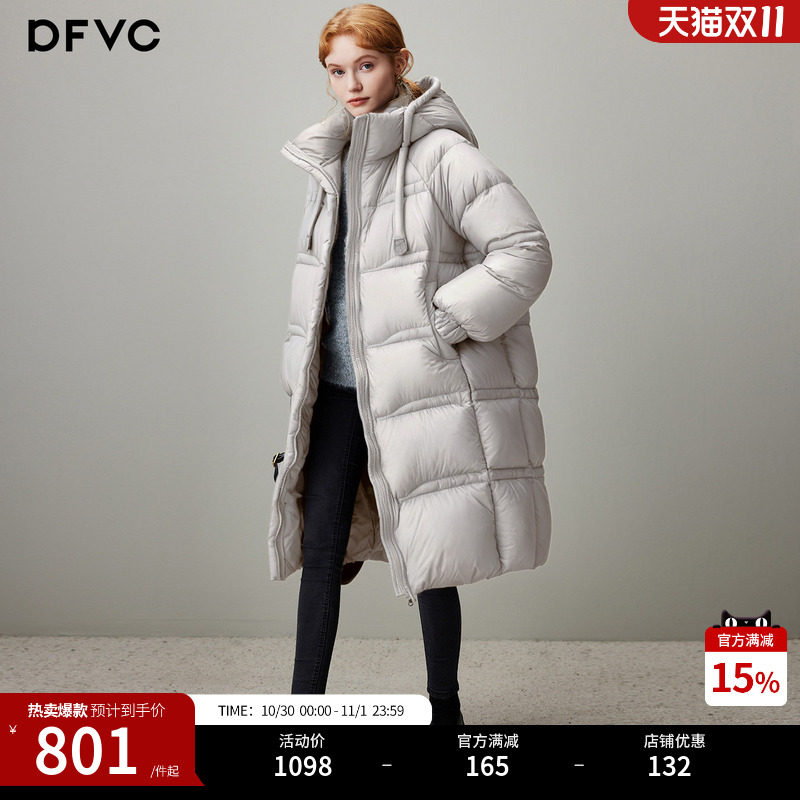 dfvc时尚中长款泡芙羽绒服女2026年冬季新款连帽加厚白鸭绒面包服