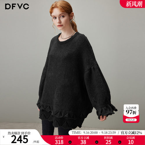 dfvc慵懒风中长款圆领毛衣