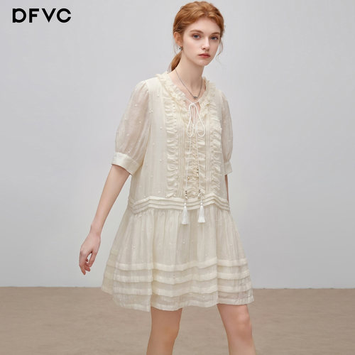 dfvc法式甜美减龄泡泡袖连衣裙