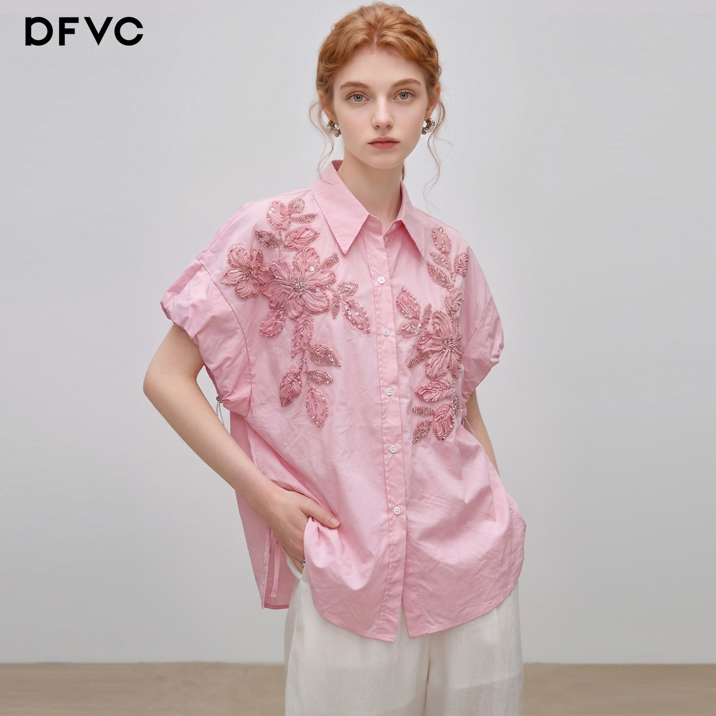 dfvc纯棉设计感小众短袖衬衫