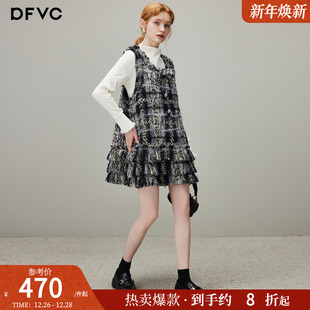 连衣裙短裙 流苏无袖 dfvc小香风名媛小个子背心裙女2025年冬季 新款